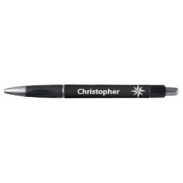 West Wind Postcards Compass Custom Black White Pen Kugelschreiber