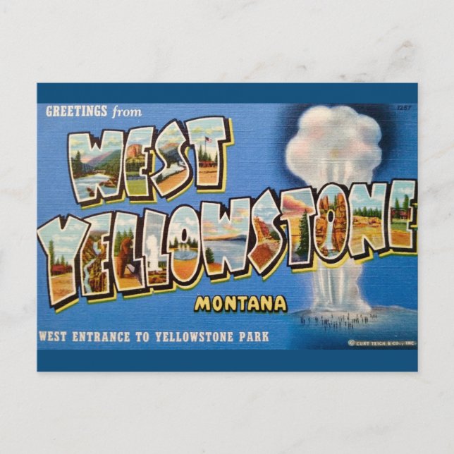 West Yellowstone Nationalpark Postcard Karte (Vorderseite)