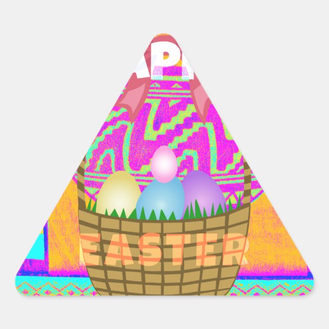 Westafrikanischer Inspirierter Osterkorb Dreieckiger Aufkleber (Vorderseite)
