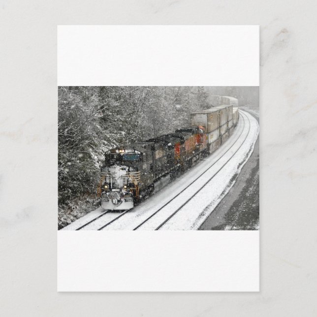 Westbound Train in Snow Postkarte (Vorderseite)