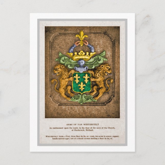 Westerfield, Niederländische Familienwappen. Postkarte (Vorderseite)