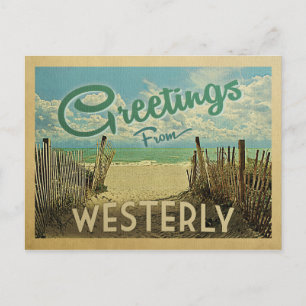 Westerly Beach Reisen im Vintage-Stil Postkarte
