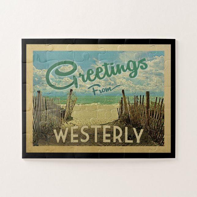 Westerly Beach Vintage Reise Puzzle (Horizontal)