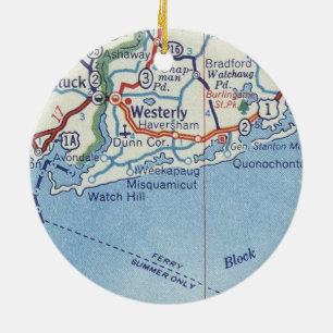 Westerly RI Vintage Karte Keramik Ornament