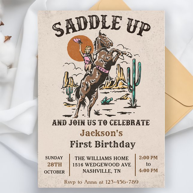 Western 1. Geburtstag Party satteln Einladung (Von Creator hochgeladen)