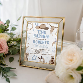 Western 1st Birthday Time Capsule Sign Sockelschild