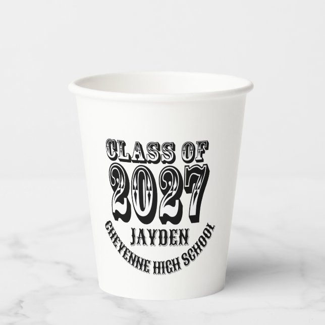 Western-Abschlussklasse 2027 Pappbecher (Vorderseite)