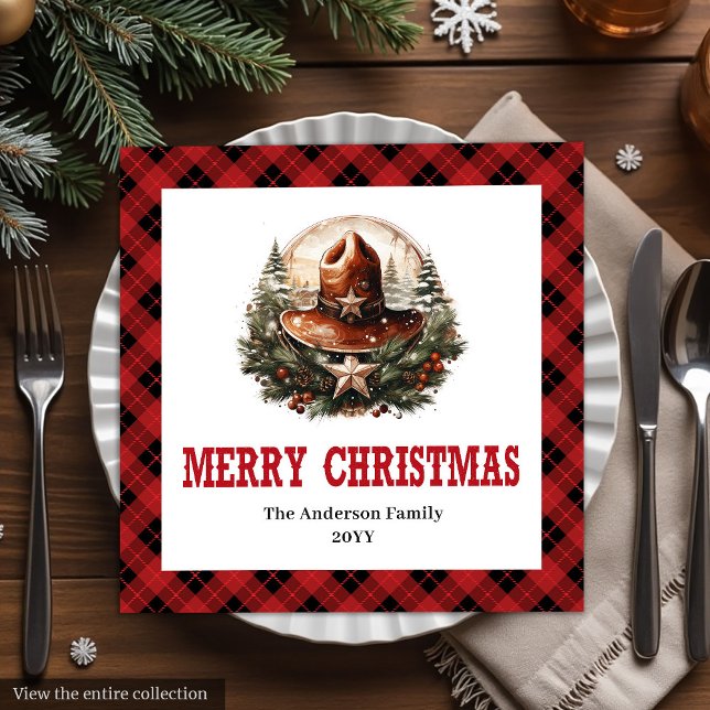 Western-Abzeichen des Sheriffs rote schwarze Weihn Serviette (Western sheriff's badge red black Christmas napkin)