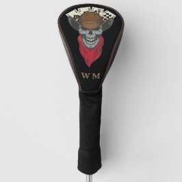 Western Aces N Aights Cowboy Skull Monogramm Golf Headcover