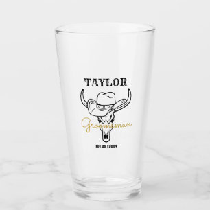 Western Alte Grenze Cowboy Personalisierte Trauzeu Glas