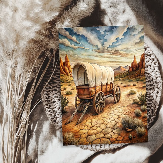 Western alter Holzkarren in der Prärie Wildwest Seidenpapier (Western old wooden cart in prairie wild west tissue paper)