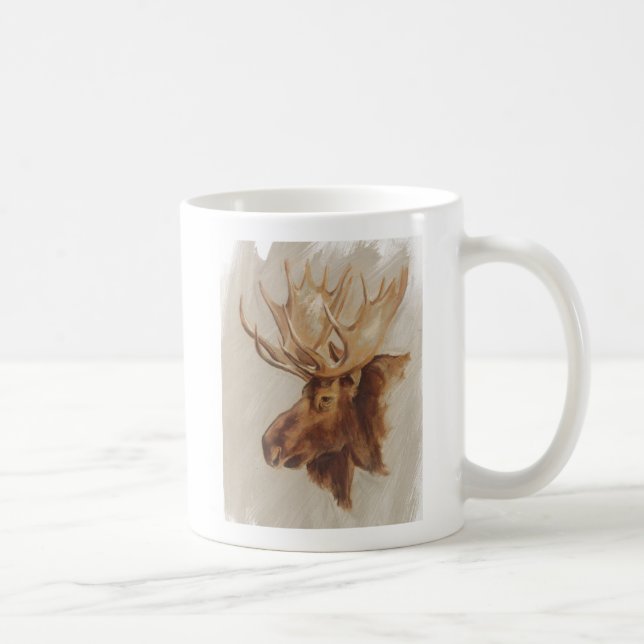 Western American Animal Study | Elche Portrait Kaffeetasse (Rechts)