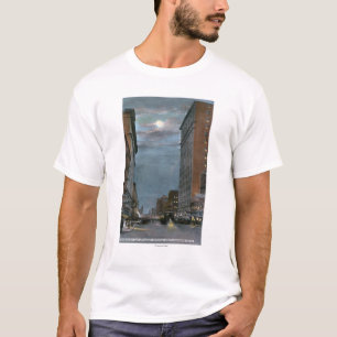 Western-Ansicht der Flussufer-Allee nachts T-Shirt