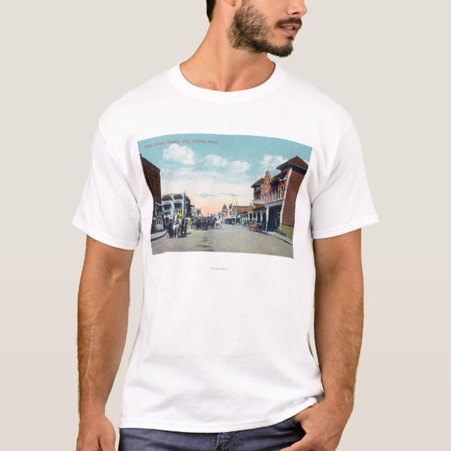 Western-Ansicht von HauptStreetVisalia, CA T-Shirt (Vorderseite)