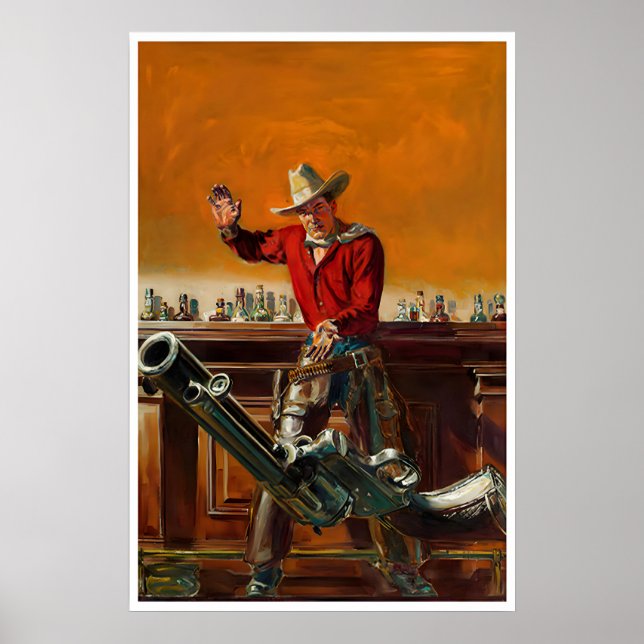 Western Art Bar Western Pulp Cowboy Poster Mann (Vorne)