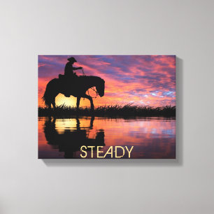 Western Art Cowboy on Horse Leinwanddruck