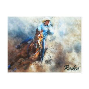 Western Art, Cowboy, Pferd, Rodeo Canvas Print Leinwanddruck