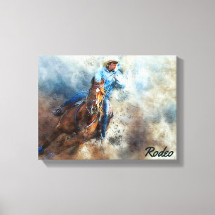 Western Art, Cowboy, Pferd, Rodeo Canvas Print Leinwanddruck