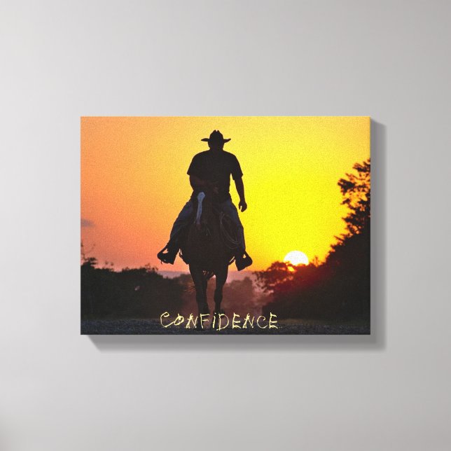 Western Art, Cowboy Sunset, Leinwanddruck (Vorderseite)