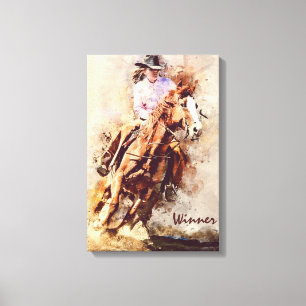 Western Art, Cowgirl Horse, Rodeo Sieger Leinwanddruck
