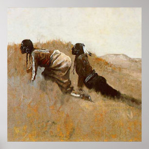 Western Art "Indian Scouts Watching Custer" Poster