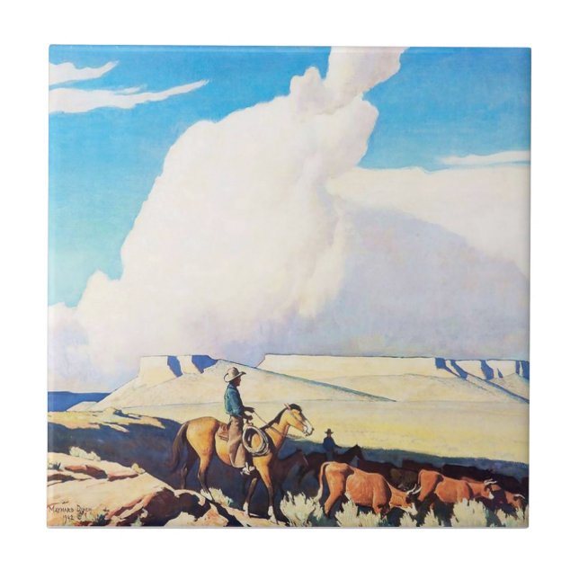 Western Art „Open Range“ von Maynard Dixon Fliese (Vorderseite)