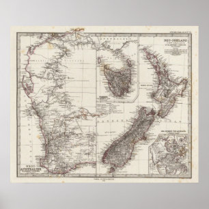 Western Australien Tasmanien und Neuseeland Poster