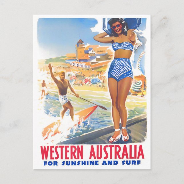 Western Australien Vintage Reise Postkarte (Vorderseite)