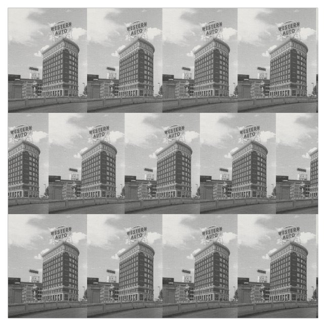 Western-Auto-Gebäude-Foto-Gewebe Stoff (Muster)