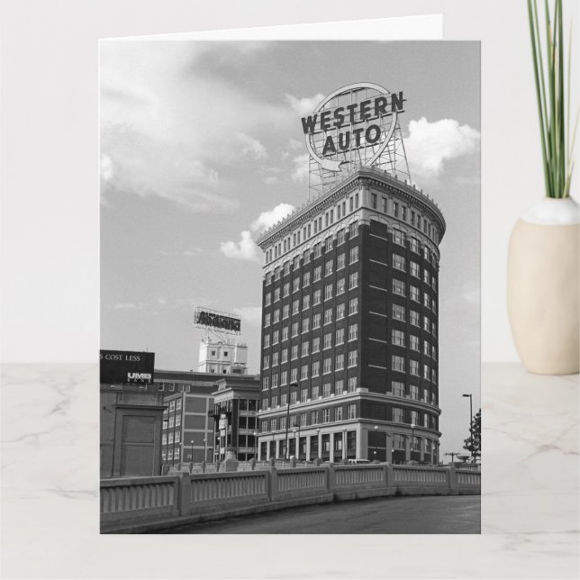 Western Auto Signieren Schwarz & Weiß Architektur  Karte (Vorderseite)