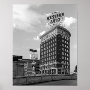 Western Auto Signieren Schwarz & Weiß Architektur Poster