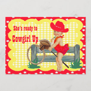 Western Baby Cowgirl auf Stick Pferd Party laden Einladung
