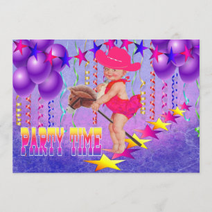 Western Baby Cowgirl auf Stick Pferd Party laden Einladung