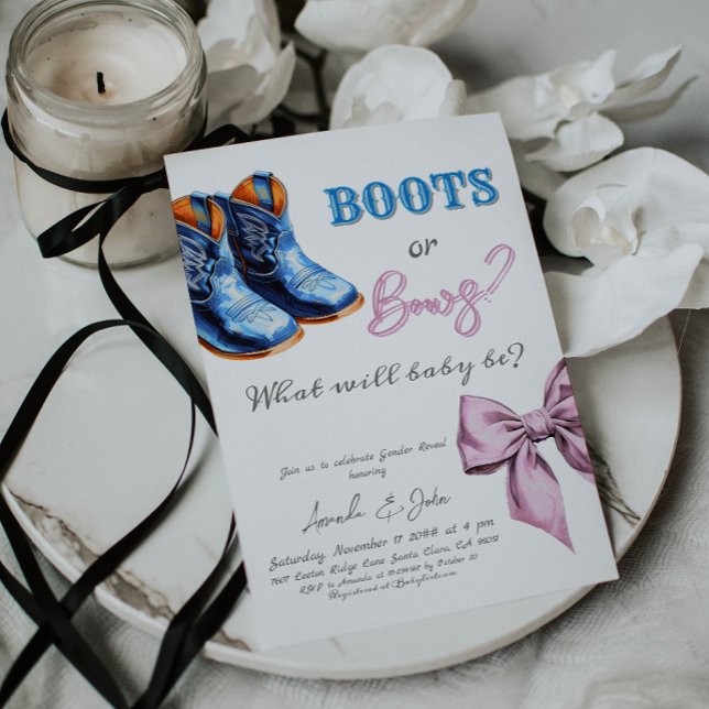 Western Baby Jean Boots oder Bows Gender Reveal Einladung (Von Creator hochgeladen)