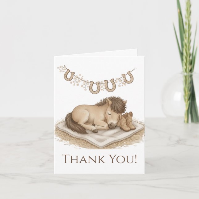 Western Baby Shower Dankeskarte (Vorderseite)