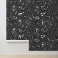 Western Bandana Paisley Pattern Charcoal Gray