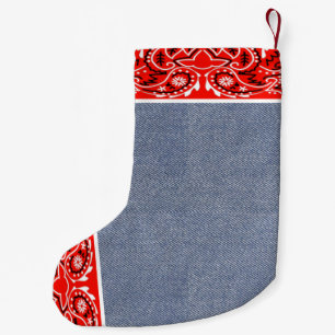 Western Bandana und Blue Jean Imitate drucken Kleiner Weihnachtsstrumpf