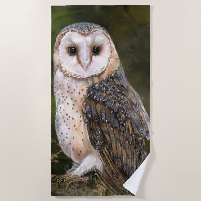 Western Barn Owl Beach Handtuch - Malerei (Vorderseite)