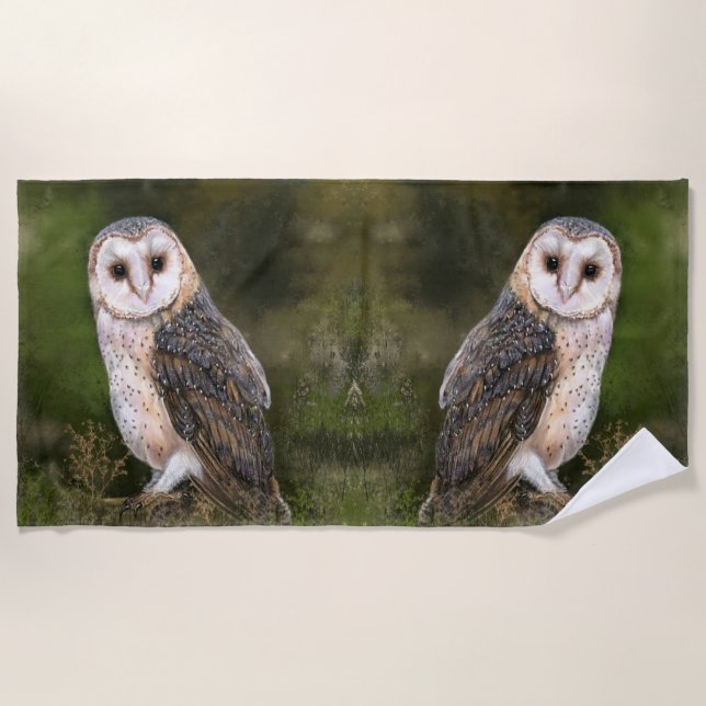 Western Barn Owl Beach Towel - Modern Strandtuch (Vorderseite)