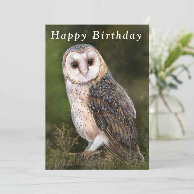 Western Barn Owl - Happy Birthday (Stehend Vorderseite)