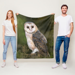 Western Barn Owl - Mignes Aquarellmalerei  Fleecedecke