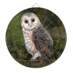 Western Barn Owl - Mignes Wasserfarben Malerei Art Dartscheibe