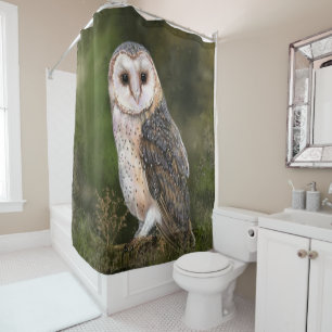 Western Barn Owl - Mignes Wasserfarben Malerei Art Duschvorhang