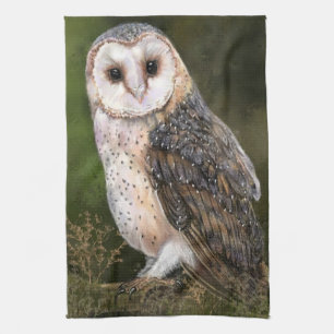 Western Barn Owl - Wasserfarbenmalerei Art Geschirrtuch