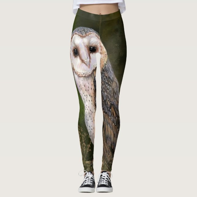 Western Barn Owl - Wasserfarbenmalerei Art Leggings (Vorderseite)