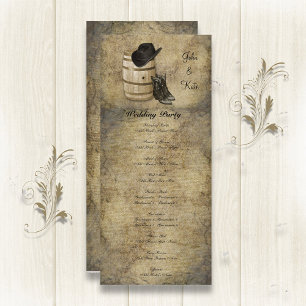 Western Barrel and Boots Hochzeitsprogramm Programm