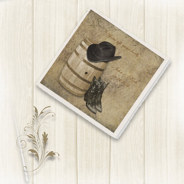 Western Barrel and Boots Wedding Napkins Serviette (Von Creator hochgeladen)