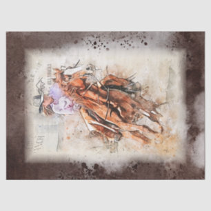 Western Barrel Racing Cowgirl Decoupage Seidenpapier