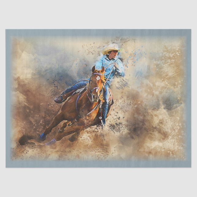 Western Barrel Racing Cowgirl Tissue Paper Seidenpapier (Vorderseite)
