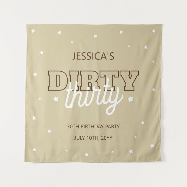 Western Beige  Dirty Thirty 30th Birthday Backdrop Wandteppich (Vorderseite)
